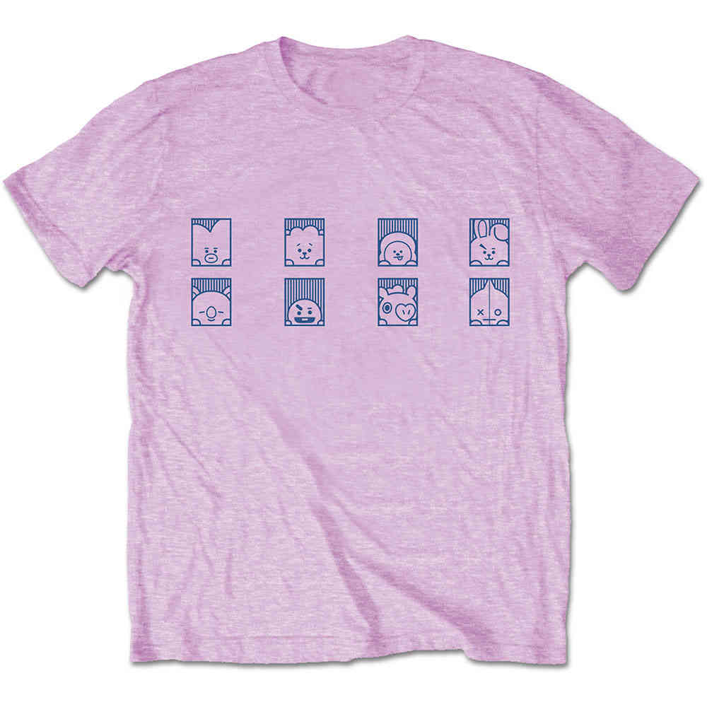 BT21 - Group Squares Heren Tshirt - Roze